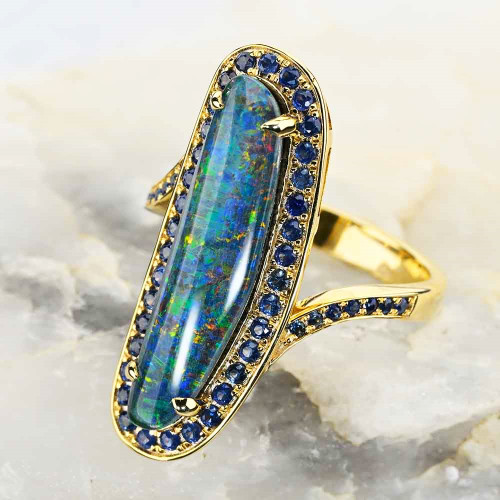 TICKLED 18KT GOLD PLATED AUSTRALIAN OPAL RING